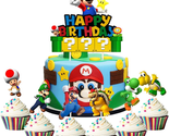 Acrylic Super Mario Happy Birthday, 7Pcs Mario Bros Smash Cake Topper, P... - $19.84