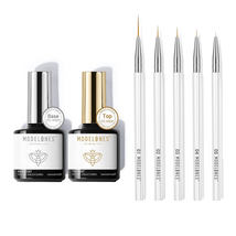 2Pcs Gel Top Coat and Base Coat &amp; 5Pcs Nail Art Liner Brushes - £13.08 GBP