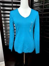 Tommy Hilfiger Womens V Neck Blue Long Sheeve T Shirt M NWT - $17.75