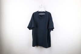 Vintage 90s Streetwear Mens 2XL Thrashed Blank Short Sleeve T-Shirt Black Cotton - £31.12 GBP