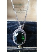 Vintage 1990-s 925 Silver Large Emerald Pendant on 18 inch Modern Chain. - $1,411.25 MXN