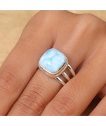 Larimar Gemstone Ring 925 Sterling Silver Ring Band Ring Handmade Jewelry - £29.40 GBP