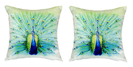 Pair of Betsy Drake Peacock No Cord Pillows 18 Inch X 18 Inch - £63.30 GBP