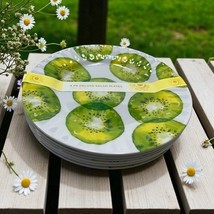 2 Sets of Kiwi Melamine 4 pack Deluxe Salad Plates 8” round fruit green ... - €24,68 EUR