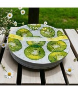 2 Sets of Kiwi Melamine 4 pack Deluxe Salad Plates 8” round fruit green ... - $40.36 CAD