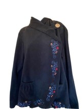 Greater Good Network Black Flowering Vines Fleece Wrap Jacket XXL - £23.34 GBP