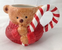 Hallmark Teddy Bear Candy Cane Handle Coffee Mug Christmas Planter Gourm... - $14.95