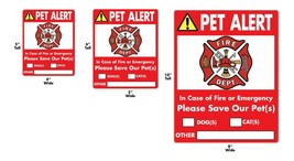 PET ALERT Window Vinyl Decal Fire Rescue to Save Dog Cat Bird - 3 Size Options - $6.88+
