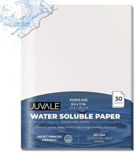 30 Pack Water Soluble Paper, Dissolvable Disappearing, 3Pt, 60Gsm, 8.5 X... - $39.96