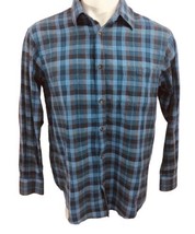 HAGGAR Shirt Mens Long Sleeve M Button Up Front Pocket Blue - £7.24 GBP