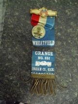 Vintage Late 1800s Whitehead Hoag Pin with Ribbon Patrons of Husbandry Grange - $32.67