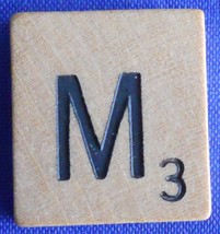 Scrabble Tiles Replacement Letter M Natural Wooden Craft Game Piece Part - £0.96 GBP