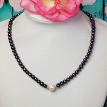 Vintage Natural Peacock Pearl Necklace Purple &amp; White Freshwater Pearl Choker  - £23.48 GBP