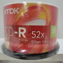 TDK CD-R 52x 50 Pack 80 Minute 700 MB Spindle New Sealed Original  - £18.65 GBP