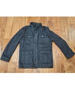 Express Wool Military Coat Men&#39;s Size Medium Winter Coat Overcoat - Zip ... - $48.37