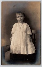 RPPC Precious Edwardian Child With Heart Necklace On Chair Photo Postcard B33 - £11.95 GBP