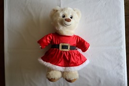 Build A Bear Workshop 15&quot; Teddy Bear Plush Off-White Brown Red Santa Dress - $16.14