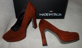 Made in Italia Platform Pumps orange Suede shoes  Size 39 us 8.5 new - $120.41