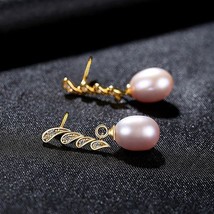 Wing Earrings 925 Women&#39;s Sterling Silver Freshwater Pearl Earrings Delicate Win - £21.33 GBP