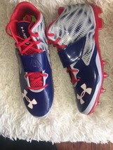 Under Armour clutch fit Cleats 1276705-019 Blue Navy Red Gray SZ 14 NEW - $31.05