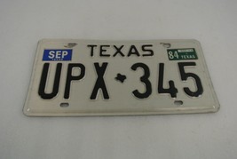 Texas License Plate Vintage 1985 Black White UPX 345 Car Tag Used - £15.16 GBP