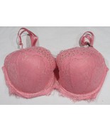 Victoria&#39;s Secret Dream Angels FLORAL LACE PEACH LINED DEMI Bra Size 34DD - $108.80 CAD