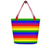 Autumn LeAnn Designs® | Rainbow Stripes Large Tote Bag - £29.81 GBP