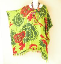 KB406 Day of the Dead Sugar Skull Calavera de Batik Mexican Kaftan Blous... - $24.90