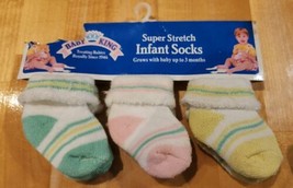 Baby King Super Stretch Infant Socks 3pr. NB to 3 Months - £3.13 GBP