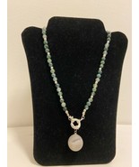 Handmade moonstone pendant &amp; aventurine beaded necklace - £35.97 GBP