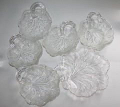 Indiana Glass Vintage Clear Pebble Leaf 6 pc.Tidbit &amp; Nappy Dish Set #2405 - £38.25 GBP