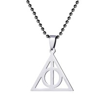 Deathly Hallows Necklace Stainless Steel Metal Pendant Ball Chain Harry Potter - £6.35 GBP