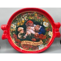 Vtg Christmas Deluxe St Nick Bow Crystal Finish Serving Tray Cookies Pla... - $163.28 MXN