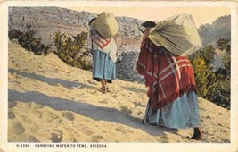 Hopi Women Carrying Water Native American Indian Arizona Fred Harvey postcard - £5.41 GBP