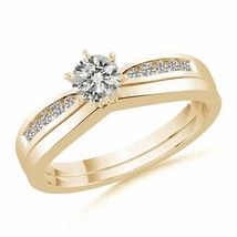 ANGARA Round Diamond Wedding Ring Set with Plain Bin 14K Gold (KI3, 0.51 Ctw) - $1,178.10