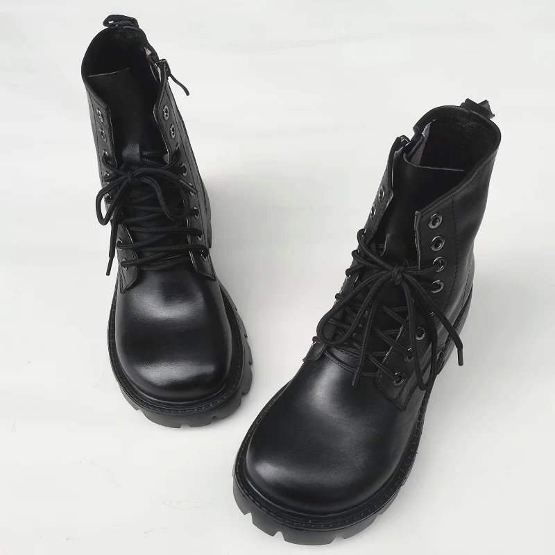 Women&#39;s Ankle Boots Width Autumn Women&#39;s Shoes 100% Leather Platform Shoes Comba - £156.03 GBP