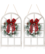 Wood Christmas Wall Hanging Decor, 2-Pack Rustic Christmas Window Plaque - $36.07