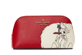 New Kate Spade Disney x Cruella 101 Dalmatians Small Cosmetic Case Red - £34.09 GBP