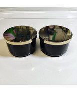 Z Gallerie Two Multi Use Storage  Black Ceramic Jars W/ Gold Lids - $360.59 MXN