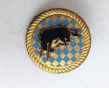 Vintage Black Stallion On Blue &amp; Gold Tone Lapel Hat Pin - $12.13