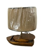 Hand Crafted Solid Wood Boat Beach Lake House Décor Small Table Lamp - £62.51 GBP