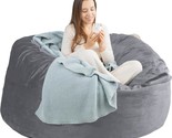 Whatsbedding Medium 3 Foot Gray Solid Bean Bag Chair For Adults With Mem... - £68.67 GBP