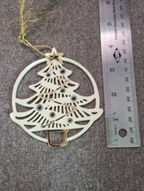 Mikasa Porcelain White &amp; Gold Christmas Tree Ornament Holiday Happiness - £4.76 GBP