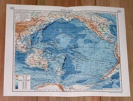 1938 Original Vintage Map Of Pacific Oc EAN Ia Australia America Antarctica - £22.90 GBP