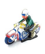 Motorcycle Rider Tin Litho Toy Wind Up Motion Reproduction Works - £19.79 GBP
