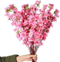 10Pcs Artificial Flowers Peach Blossom Simulation Peach Branches Flowers, Pink - £29.67 GBP