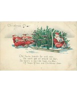 Santas with Sleigh and Xmas Trees Christmas Antique DB Postcard 1920 Can... - $130.08 MXN