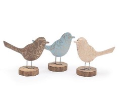 Midwest-CBK Tin Bird Shelf Sitter Display Figures Spring Colors Set of 3 - £15.17 GBP