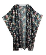 XXL Open Front Kimono Duster Robe Gown Swimsuit Cover-Up Green Tropical ... - $548.78 MXN
