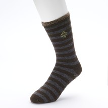 New Men&#39;s Columbia Striped Lodge Crew Socks Shoe Size 6-12 Brown - £7.75 GBP